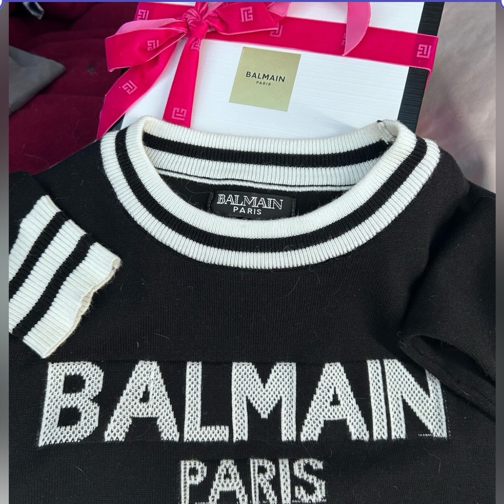 Authentic Balmain intarsia-knit logo jumper. - Picture 2 of 16